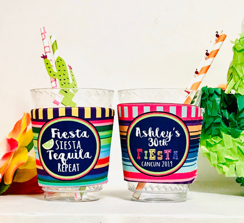 Fiesta Solo Cup Huggers. Fiesta Beach Party Favors. Girls weekend. Fiesta Bachelorette or Birthday. Personalized Mexican Vacation Favors!