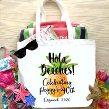 Load image into Gallery viewer, Pineapple Large Tote bag. Bachelorette or Birthday Tote Bag. Pineapple Party Beach Tote. Girls Weekend Beach Bag! Great Vacation Favors!

