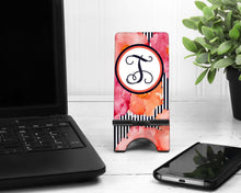 Load image into Gallery viewer, Floral Cell Phone Stand. Personalized Cell Phone Stand, Custom phone stand, iphone stand, Personalized cell phone holder, Teacher Gift!
