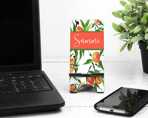 Peach Cell Phone Stand. Personalized Georgia Cell Phone Stand, Fits most Cell phones, I phone dock! Peach Themed gift! Custom Georgia Gift!