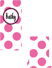 Load image into Gallery viewer, Polka Dot Cell Phone Stand. Name or Monogram! Cell phones, Iphone dock for Desk, Nightstands, Kitchen Counters!
