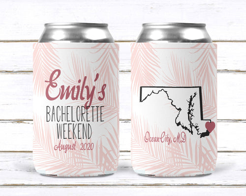 Palm Leaves Party Huggers. Rose Gold Birthday or Bachelorette Party Favors. Rose Gold Girls Weekend Favors. Family Vacation Beach Favors.