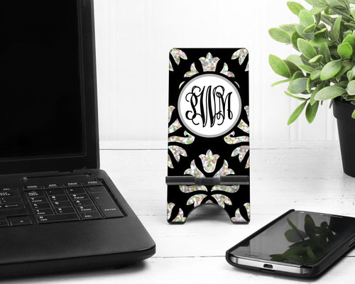 Damask Cell Phone Stand. Custom Cell Phone Stand, Great gift for teacher, mother, sister! Co worker or Boss gift! Graduation gift!