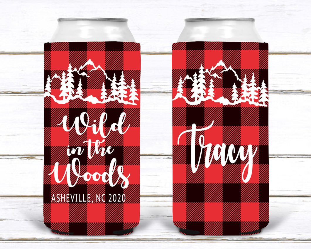 Plaid Slim party huggers. Skinny can Mountain  Personalized Birthday or Bachelorette Party Favors. Slim Can Asheville bachelorette party!