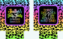 Load image into Gallery viewer, 80&#39;s Theme Party Huggers. Neon 80&#39;s Birthday or Bachelorette Huggers. Retro Birthday Coolies. Leopard Print favors!  Dirty 30 party!
