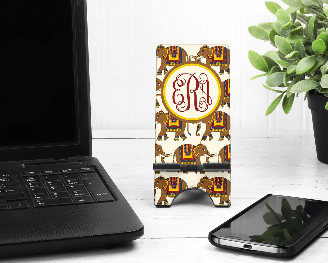 Indian Elephants Monogram Cell Phone Stand. Cell Phone Stand, Phone holder for Dorm Rooms, College, Back to School