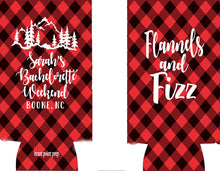 Load image into Gallery viewer, Plaid Flannel Party Huggers. Plaid Bachelorette or Birthday Party Favors. Asheville Bachelorette Party Favors! Red Plaid Birthday too!
