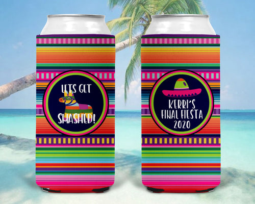 Fiesta Slim Party Huggers. Mexican Party Favors. Slim Can Fiesta Birthday Party Favors! Bachelorette Fiesta Favors! Slim Can Bachelorette!