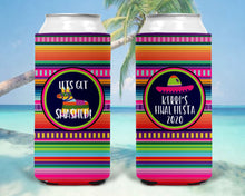 Load image into Gallery viewer, Fiesta Slim Can Party Huggers. Mexican Party Favors. Slim Can Fiesta Birthday Party Favors! Bachelorette Fiesta! Slim Can Bachelorette!
