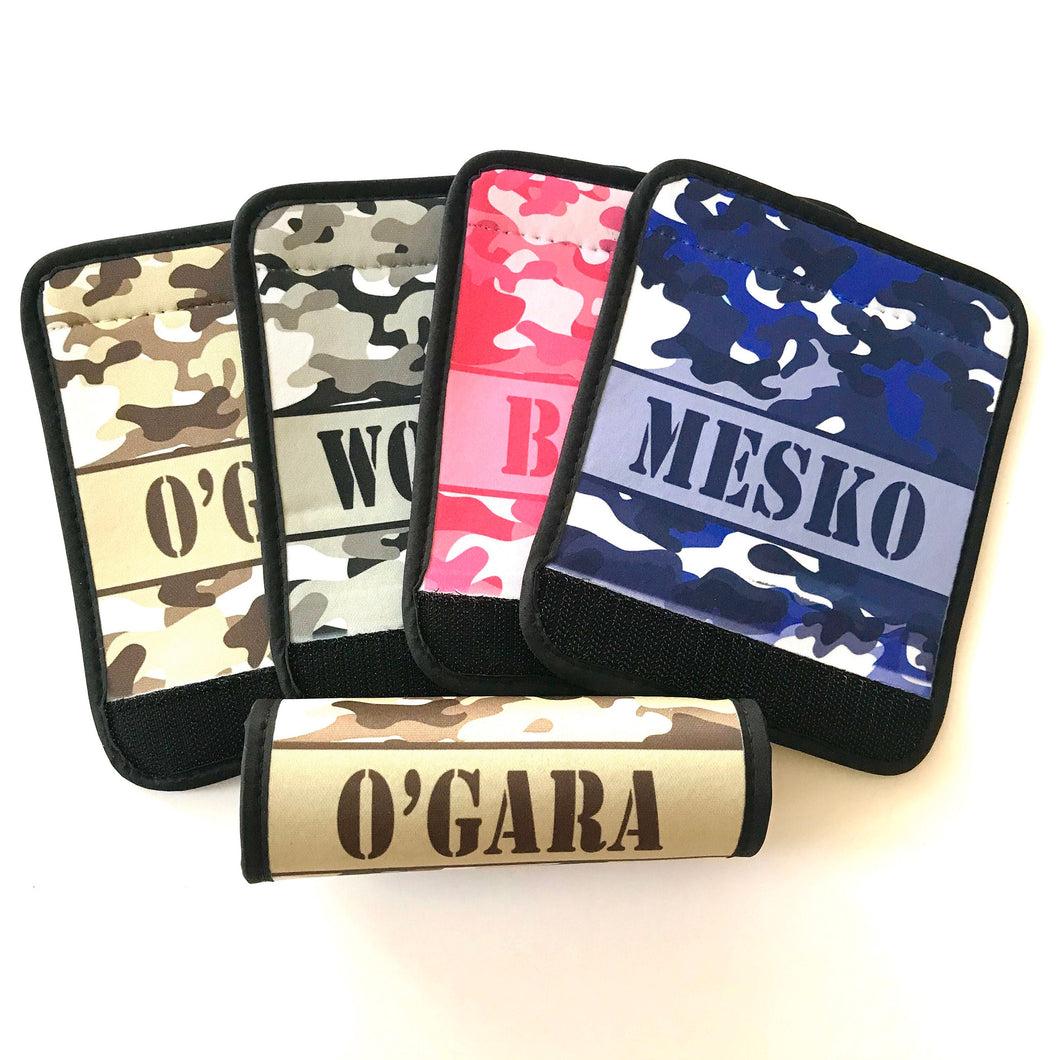 Camo Neoprene luggage finder. Personalized suitcase identifier. Groomsman Gifts! Great Camo Gift for a Husband, Boyfriend, Brother or Son!