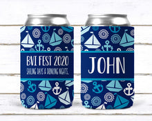 Load image into Gallery viewer, Sailboat Beverage Insulators. Nautical Party Favors. Nautical Bachelorette or Bachelor Party Favors. Personalized Boating Huggers!
