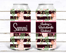 Load image into Gallery viewer, Floral Slim party huggers. Skinny can party favors. Custom Birthday or Bachelorette Party Favors. Charleston and Savannah Bachelorette!
