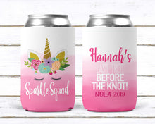 Load image into Gallery viewer, Unicorn Beverage Huggers. Unicorn Party gifts. Unicorn Birthday or Bachelorette Party Favors. Unicorn Birthday Party Favors!
