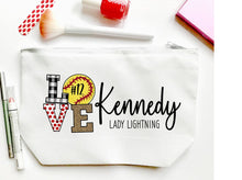 Load image into Gallery viewer, Softball Personalized Make Up Bag
