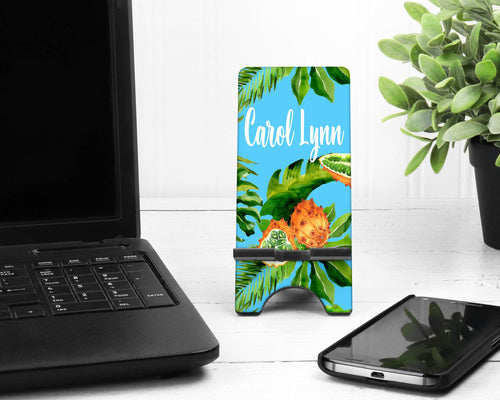 Palm Leaves Tropical Phone Stand. Custom Cell Phone Stand, Mothers Day gift! Personalized Teacher's Gift! Gift for Mom, Sister, Daughter!