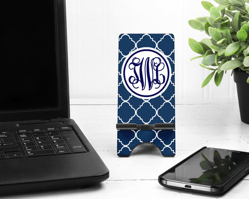 Quatrefoil Phone Stand, Fits most Cell phones, Monogram Cell Phone Stand. Personalized Teacher Gift! Gift for Mom, D+Sister, Grandmother!