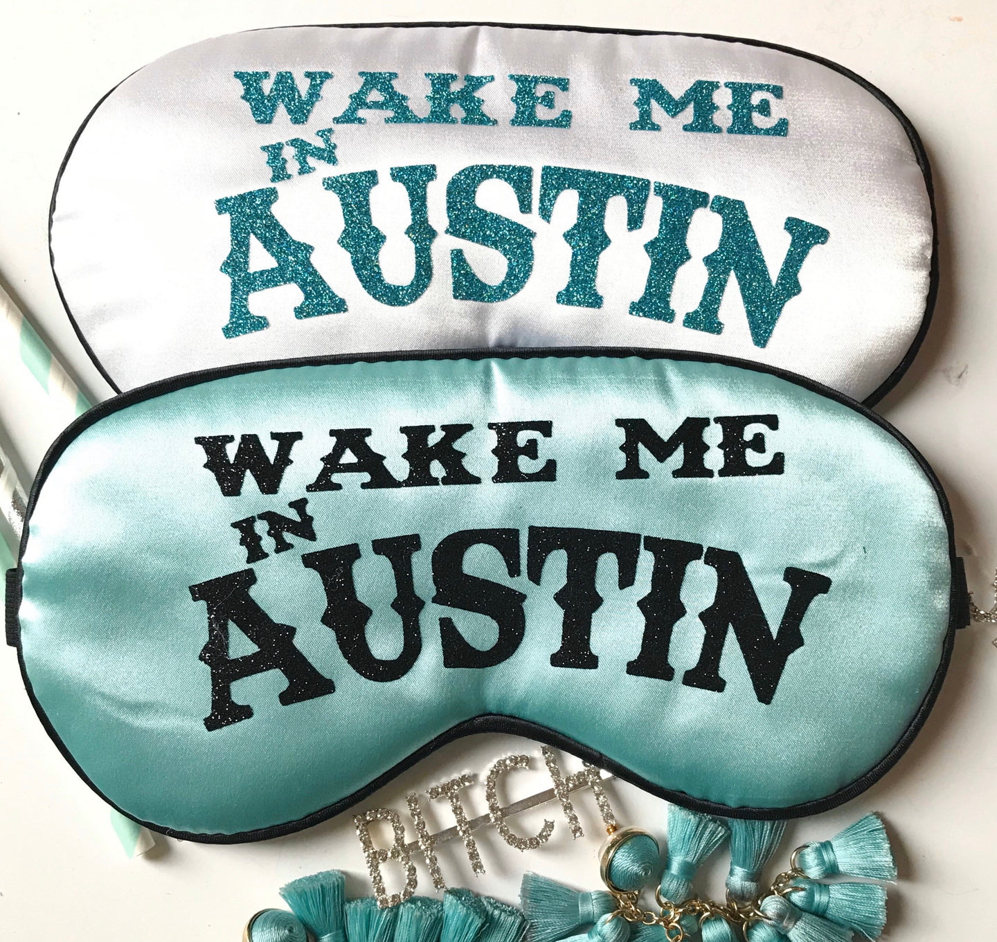 Glitter Austin Sleep Mask! Great Austin Bachelorette or Birthday party FAVORS. Perfect addition to the Austin hangover bags! Austin vacation