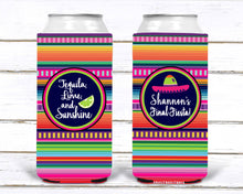 Load image into Gallery viewer, Fiesta Slim Can Party Huggers. Mexican Party Favors. Slim Can Fiesta Birthday Party Favors! Bachelorette Fiesta! Slim Can Bachelorette!
