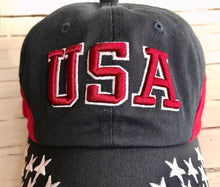 Load image into Gallery viewer, American Flag Hat, Patriotic Hat, USA Flag Hat, Stars and Stripes Hat | USA Bachelor Party Hat | Fourth Of July Baseball hat | America party
