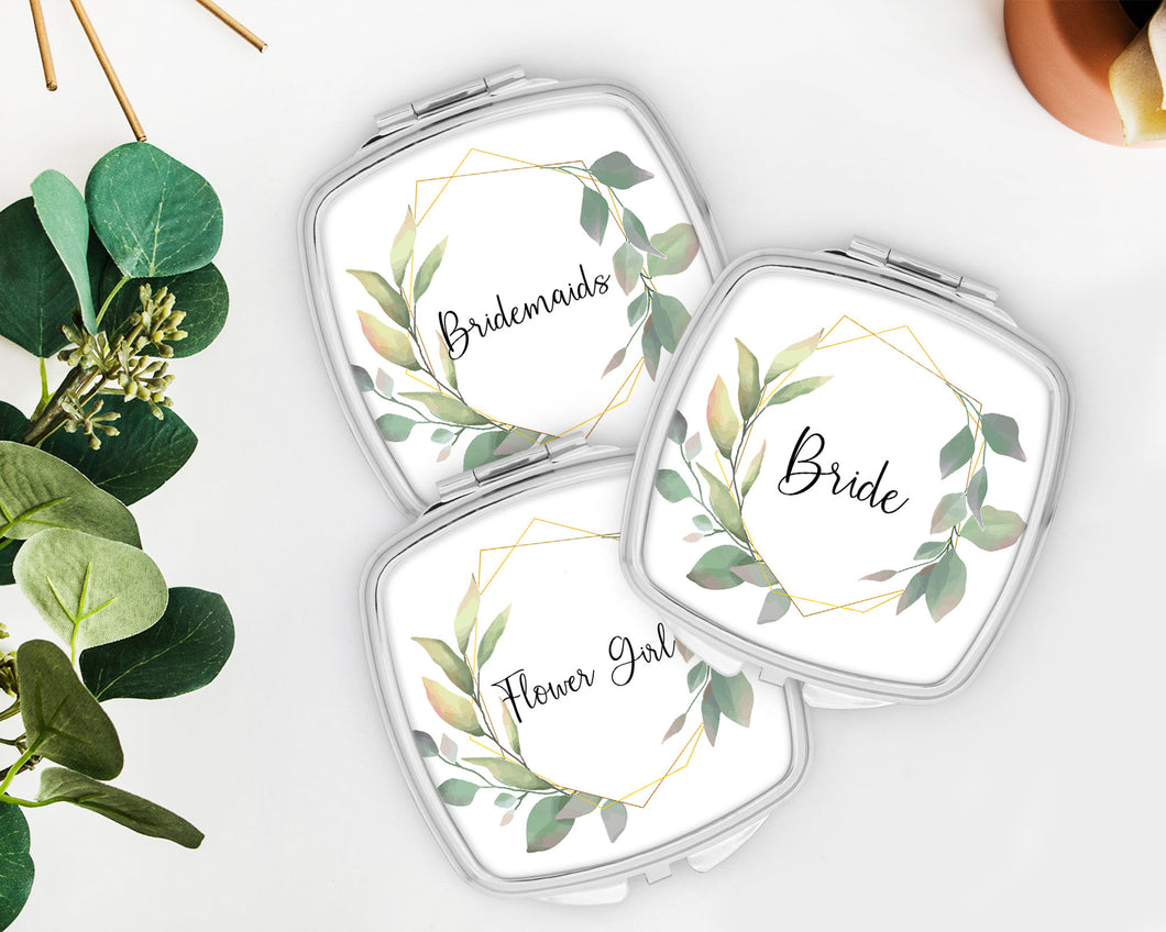 Floral Frame Wedding Party Personalized Makeup Mirror