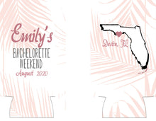 Load image into Gallery viewer, Palm Leaves Party Huggers. Rose Gold Birthday or Bachelorette Party Favors. Rose Gold Girls Weekend Favors. Family Vacation Beach Favors.
