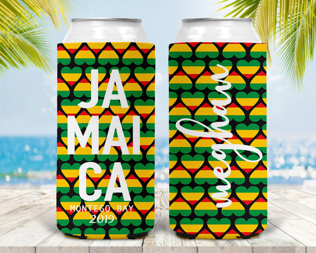 Jamaica Party Huggers. Jamaican Slim Can. Jamaica Wedding Favors. Jamaica Bachelorette or Birthday Party Favors. Personalized Hugger