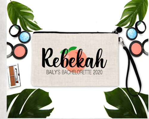 Georgia Peach Make up bag. Great Savannah Bachelorette or Girls Weekend Favors. Make up bag Atlanta Party Favors! Georgia Party Gifts!