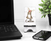 Load image into Gallery viewer, Bunny Cell Phone Stand. Rabbit Cell Phone Stand, personalized Bunny gift, Rabbit lover gift, custom Bunny gift. Birthday Party Favors!
