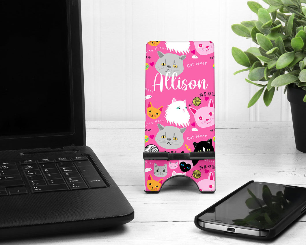 Cats Cell Phone Stand. Custom Cat Phone Stand, Veterinarian gift! Cat party favors! Cat Birthday Gift. Teacher gift! Cat theme Gift for mom!