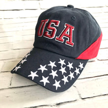 Load image into Gallery viewer, American Flag Hat, Patriotic Hat, USA Flag Hat, Stars and Stripes Hat | USA Bachelor Party Hat | Fourth Of July Baseball hat | America party
