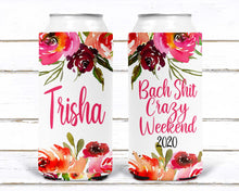 Load image into Gallery viewer, Floral Slim party huggers. Skinny can party favors. Personalized Birthday or Bachelorette Party Favors. Slim Can Floral Wedding party favor!
