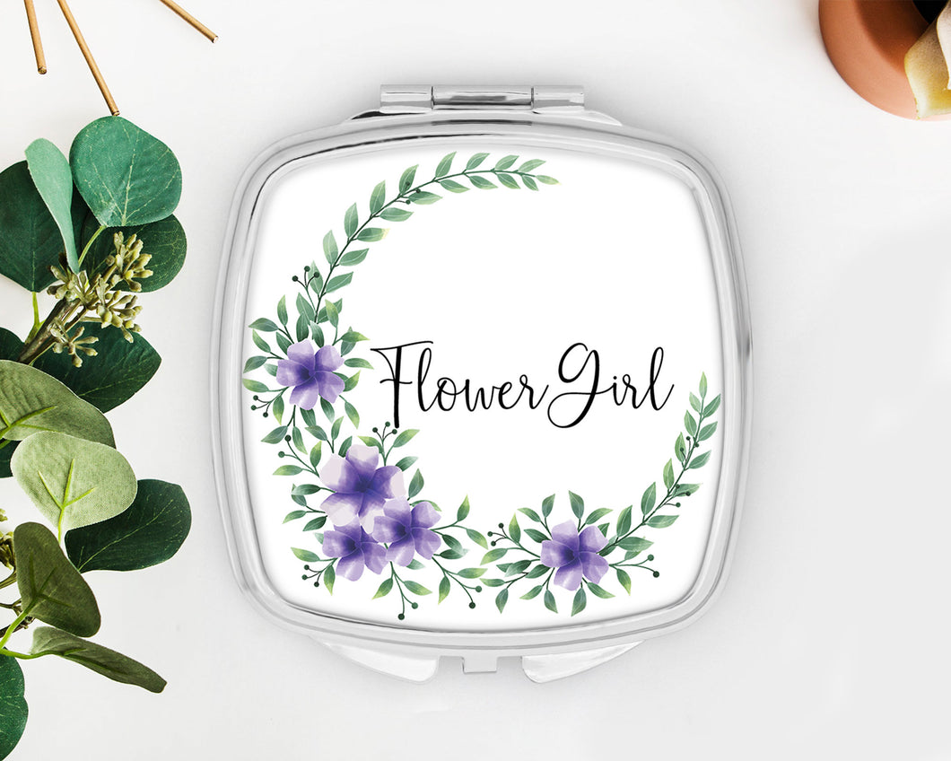 Flower Girl Wedding Party Personalized Makeup Mirror