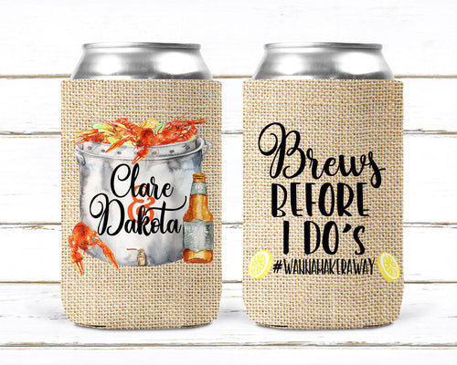 Crawfish Boil Party Huggers. Cajun Crayfish Boil Coolies.  Engagement or Wedding Crawfish Boil Party Favors. Crawfish Shower Favors.