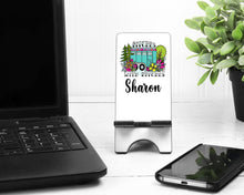 Load image into Gallery viewer, Happy Camper Cell Phone Stand. Camping Theme Cell Phone Stand, Camping Gift! Camping Theme Gift! Camping Birthday Party Favors!
