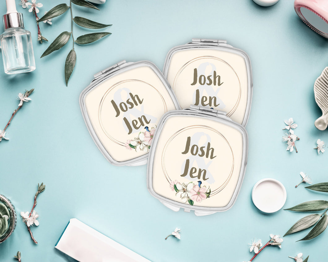Personalized Couple Wedding Mirror|Bridal Party Favor|Bridesmaid Gift|Bachelorette Party Favors |Make up Mirror|Shit Kit Bags|Wedding Favor