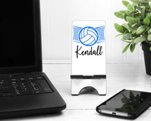 Load image into Gallery viewer, Volleyball Cell Phone Stand. Cell Phone Stand, Volleyball Gift, Volleyball Team gift! Volleyball Coach&#39;s gift. Custom Volleyball Present.
