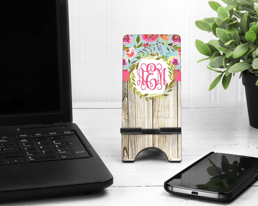 Floral Wood Phone Stand