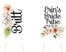 Load image into Gallery viewer, Boho Slim party huggers. Skinny can party favors. Personalized Birthday or Bachelorette Party. Slim Can Floral Bridesmaid Proposal favors!

