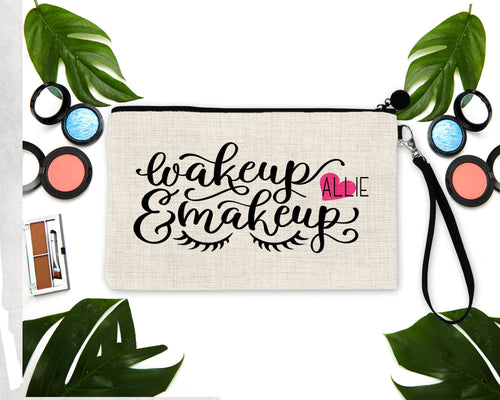 Wake Up and Make Up bag. Great Make up Bachelorette Bag | Girls Weekend Favors. Bachelorette Make up Bag. Birthday Favor Bags!
