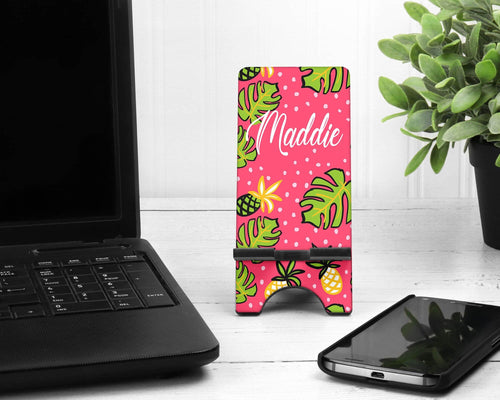 Pineapple Print Cell Phone Stand. Cell Phone Stand, Fits most phones, Pineapple themed gift! Pineapple Party Favor! Custom Teacher Gift!