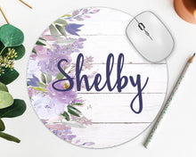 Load image into Gallery viewer, Wood Flowers Mouse Pad. Custom personalized gift. Personalized Desk accessory! Custom Teacher or co worker gift! Gift for mom too!
