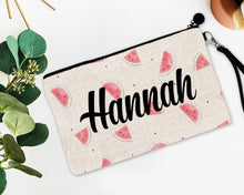 Load image into Gallery viewer, Watermelon Make up bag. Great Summer Bachelorette or Girls Weekend Favors. Make up bag Summer Party Favors! Summer Party Gifts!
