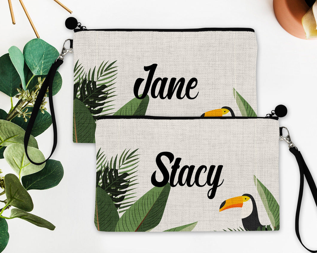 Tropical Make up bag. Great Summer Bachelorette or Girls Weekend Favors. Make up bag Summer Party Favors! Summer Party Gifts!
