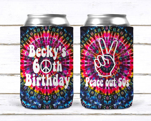 Tie Dye Party Huggers. Hippie 70's tie dye Birthday Party Huggers. Retro Birthday Coolies. 70's theme Party Favors