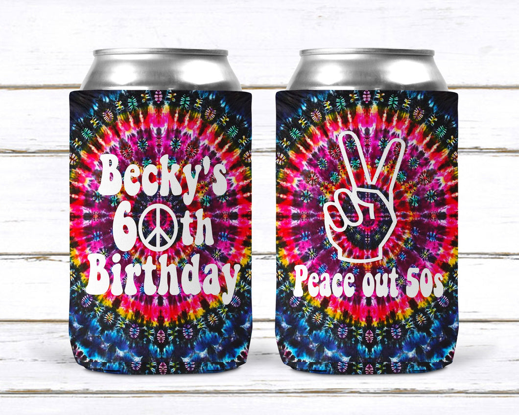 Tie Dye Party Huggers. Hippie 70's tie dye Birthday Party Huggers. Retro Birthday Coolies. 70's theme Party Favors