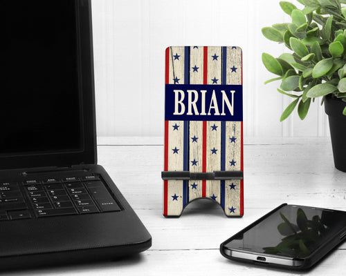 USA Cell Phone Stand. America Phone Stand, USA Groomsman gift, Custom USA Gift for dad, Personalized Birthday gift for son!