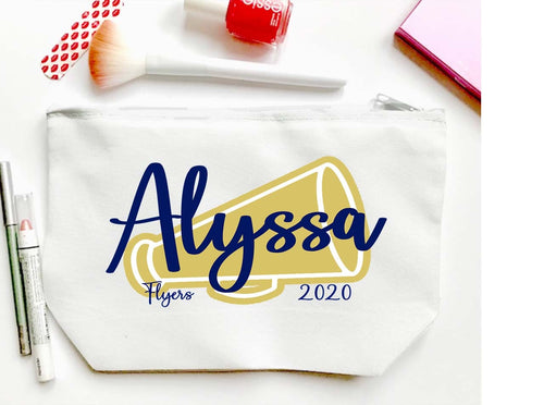 Cheer Personalized Make Up bag. Custom Cheerleading bag. Personalized Cheer Make up Bag. Personalized Cheer Team Gift! Cheerleading Gift.