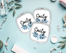 Load image into Gallery viewer, Personalized Leaf Party Mirror| Bridal Party Favor| Bridesmaid Gift| Bachelorette Party Favors| Make up Mirror|Shit Kit Bags | Birthday
