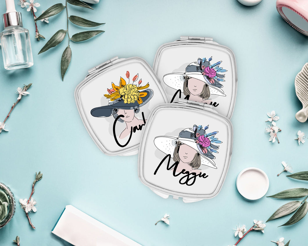 Personalized Derby Party Mirror | Bridal Party Favor | Bridesmaid Gift | Bachelorette Party Favors | Make up Mirror | Shit Kit Bags