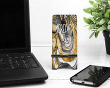 Load image into Gallery viewer, Geode Gold and Black Phone Stand
